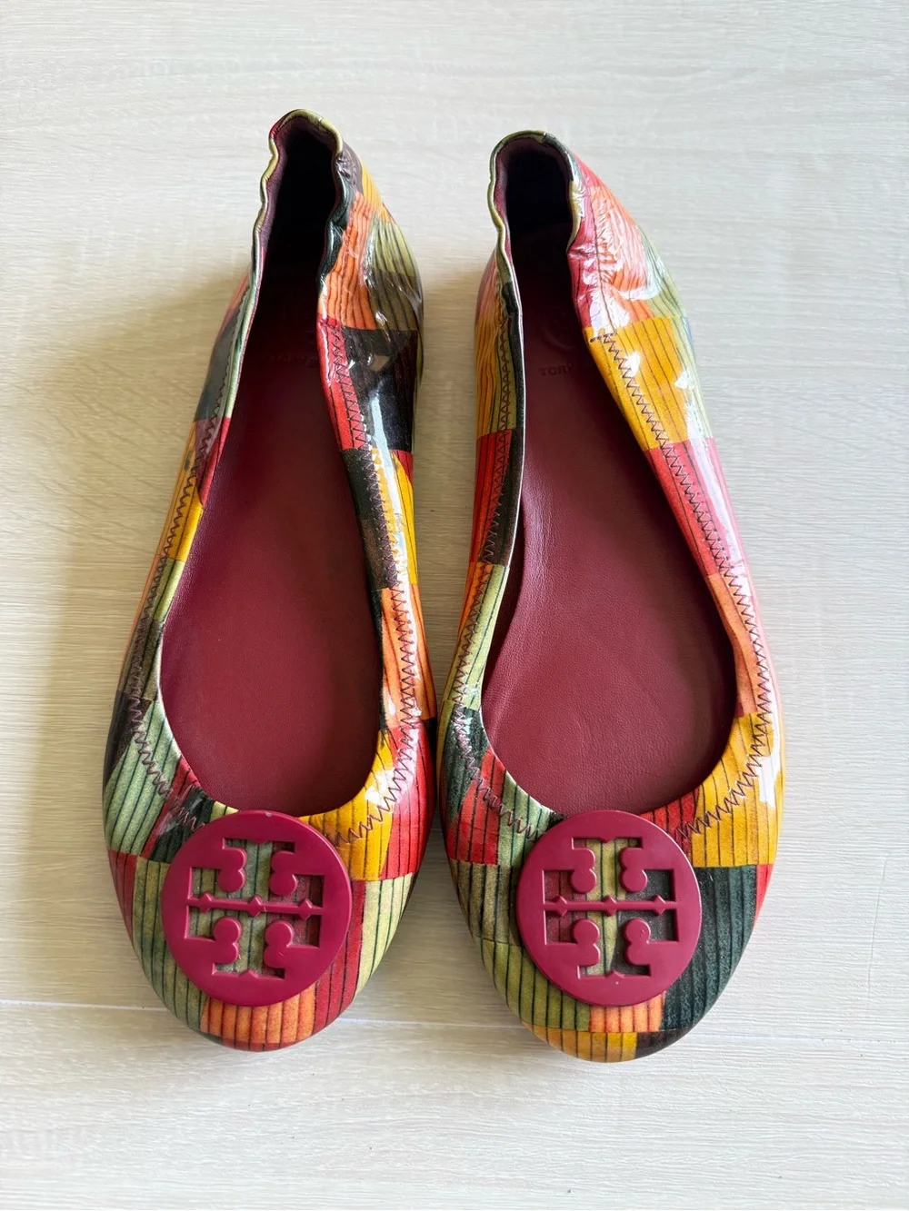 Tory Burch Reva Multicolor Printed Patent Leather Ballet Flats Women’s 9 aprox